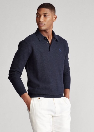 Sueter Polo Ralph Lauren Hombre Azul Marino - Cotton Polo-Collar - GKSML6581